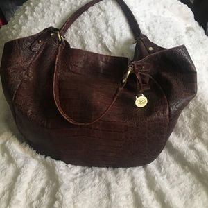 Retire Brahmin croc embossed pecan brown tote/ hobo style purse